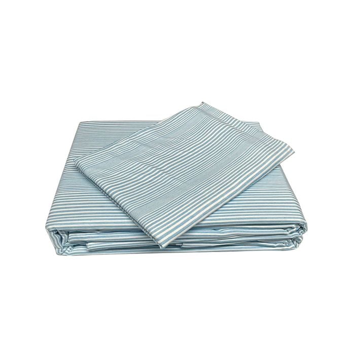 CottonMore  Bamboo Cotton Striped Doona Duvet Quilt Cover Set Blue - King