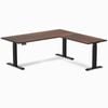 Desky L-shape Sit To Stand American Rustic Pine Softwood Desk 1800x1750mm Matte Black Height Adjustable Leg