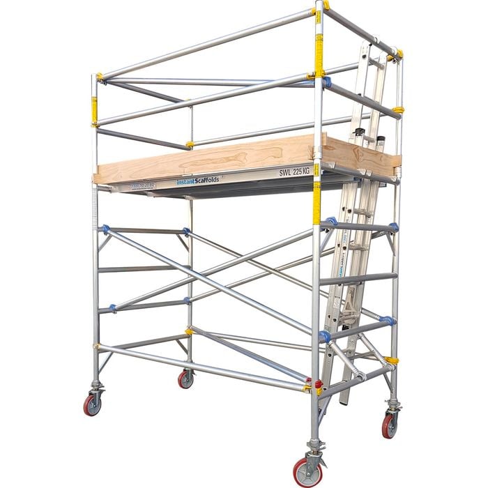 Instant Access 1.3 x 2.5 x 2.5m 225kg Aluminium Double Width Mobile Scaffold Tower