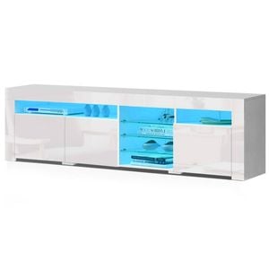 Artiss TV Cabinet 180cm Entertainment Unit RGB LED Gloss 3 Doors White