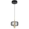 Telbix Volen Contemporary Pendant Hanging Lamp Light Metal Glass Black Gold Smoke Satin
