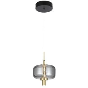 Telbix Volen Contemporary Pendant Hanging Lamp Light Metal Glass Black Gold Smoke Satin