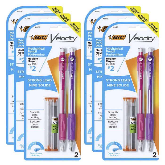 12pc Bic Velocity Mechanical Drawing Pencil Original W/refil Set 0.7mm Assorted