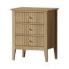 Oikiture Bedside Table 3 Drawers Nightstand Natural