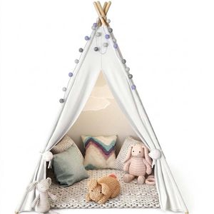 SplendidLiving 135cm with Hair Ball Large Kids Teepee Play Tent Indoor House Children Wigwam Toys