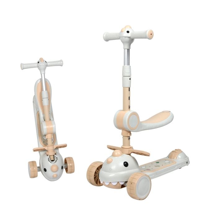 BoPeep Foldable Kids Scooter Flipable Seat Beige