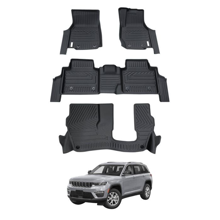 AUSGO 3-Row Set Car Floor Mats for Jeep Grand Cherokee L WL Series 7-Seat 2021-Onwards Floor Liners