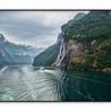 Waterfall On a Fjord & Mountain   Print 100% Australian Made 120x90cm  (Poster)