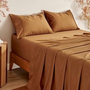 Serene 400TC Bamboo Cotton Sateen Sheet Set Rust - King Single Bed