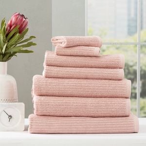 7pc Renee Taylor Cobblestone 650gsm Cotton Ribbed Towel Blush