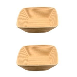 2PK Brunswick Bakers Square Rattan 25cm Bread Banneton Basket Sourdough Basket