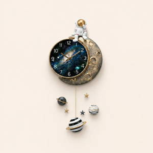 Cosmic Journey: 3D Astronaut & Moon Wall Art Clock (42 x 90 cm)