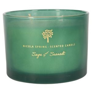 Nicola Spring Soy Wax Scented Candle 350g Sage & Seasalt - Double Wick Glass Jar Herbal Spa Fragrance Long Burn Relaxing Candle