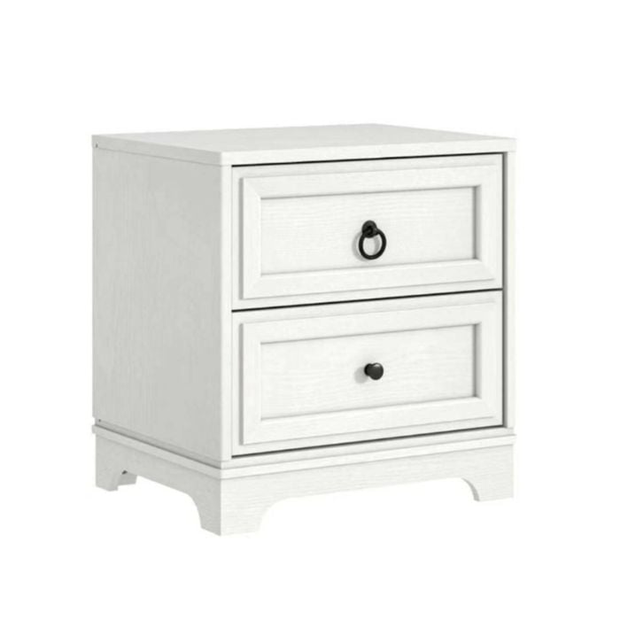 Cosmoliving White 2 Drawer Bedside Table - Classic Hamptons Style