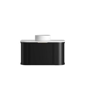 Attica Bentwood Heritage 900mm Matte Black Curved Vanity with Carrara Stone Top