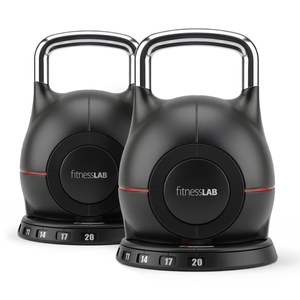 fitnessLAB 2x 20kg 7-in-1 Adjustable Kettlebells Superior Locking Mechanism