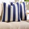 Gioia Casa Striped Outdoor Waterproof Cushion Covers - Navy Blue, 45x45cm