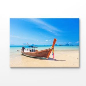 Longtail Boat & Beautiful Beach Print 100% Australian Made 75x50cm (Stretched Canvas)