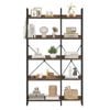 Ufurniture 5-Tier Convertible Bookshelf Corner Storage Bookcase w/Hooks, Wooden Display Rack Shelf Walnut