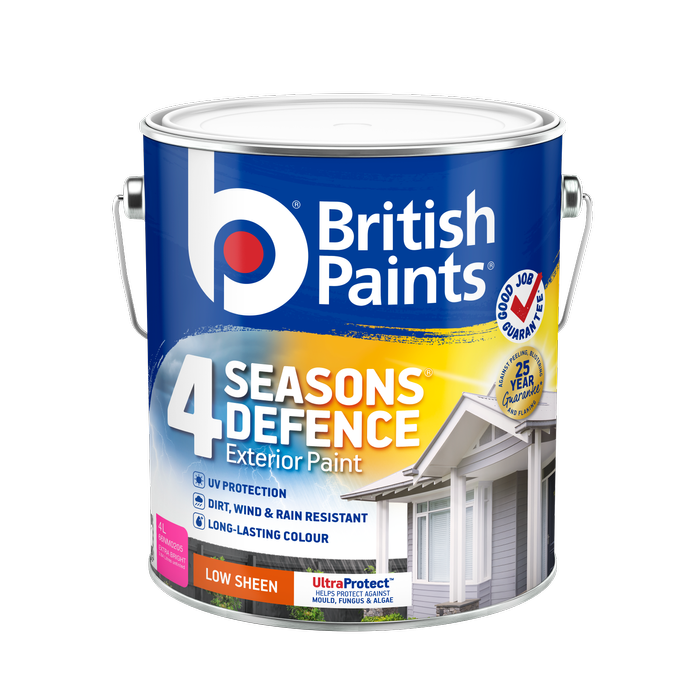British Paints 4L Extra Bright Low Sheen 4 Seasons Exterior Paint - 4L