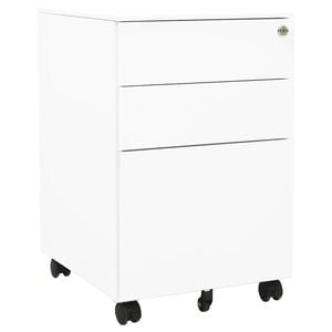 vidaXL Mobile File Cabinet White Steel Storage Office Filing Cabinet Furniture