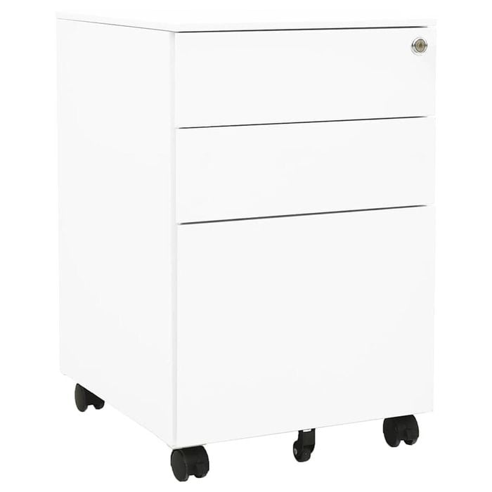 vidaXL Mobile File Cabinet White Steel Storage Office Filing Cabinet Furniture