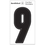Sandleford Cut Out Numeral "9" 85mm Black Self Adhesive