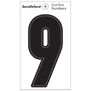 Sandleford Cut Out Numeral "9" 85mm Black Self Adhesive
