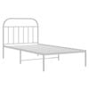 vidaXL Bed Frame Metal Bed Base Mattress Base with Headboard White 107x203 cm