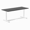 Desky Fixed Height Black Ash Hardwood Desk 180x75cm White Leg
