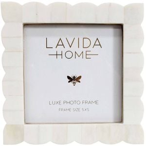 LVD 5x5 Picture/Photo Frame Scallop Bone/MDF White