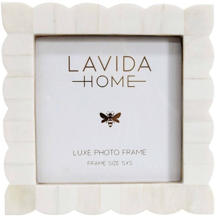 LVD 5x5 Picture/Photo Frame Scallop Bone/MDF White