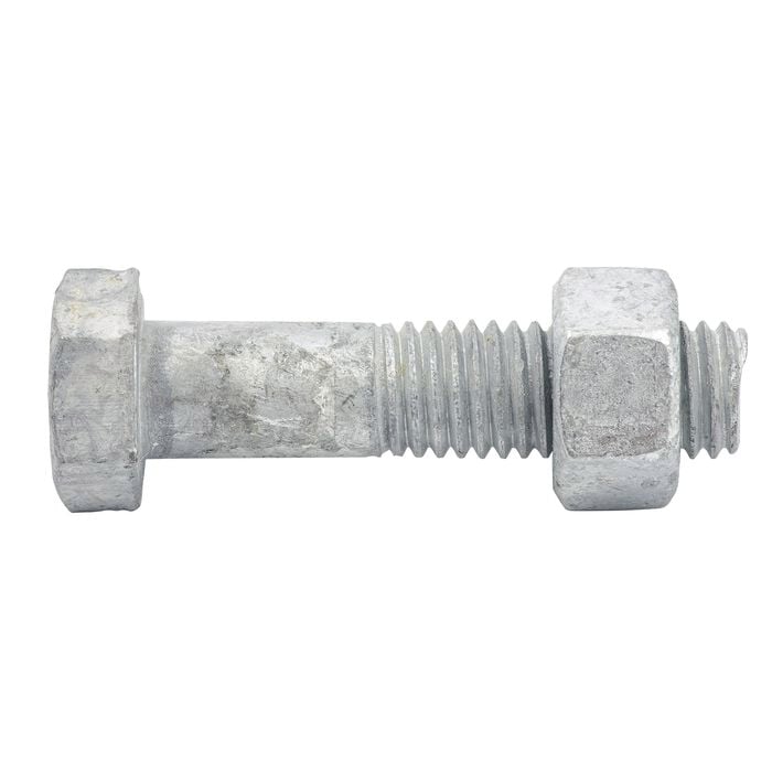 Zenith M12 x 50mm Hot Dipped Galvanised Hex Head Bolt And Nut - Each