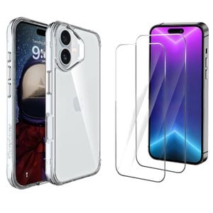 Icoverlover For Iphone 16 Case + 2x Glass Screen Protectors Clear