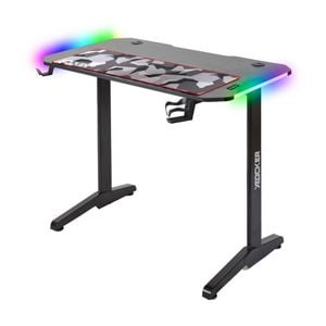 X-Rocker Panther RGB Gaming Desk Neo Motion LED Carbon Fibre Effect Steel