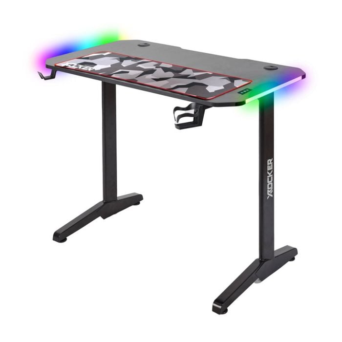 X-Rocker Panther RGB Gaming Desk Neo Motion LED Carbon Fibre Effect Steel