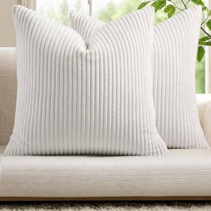 Gioia Casa 2-pack Corduroy Velvet European Pillowcases - 65cm X 65cm, White