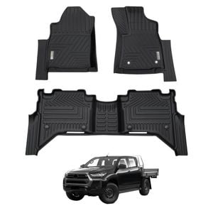 AUSGO Car Floor Mats for Toyota Hilux Dual Cab Hybrid 48V 2024-Onwards All-Weather Floor Liners