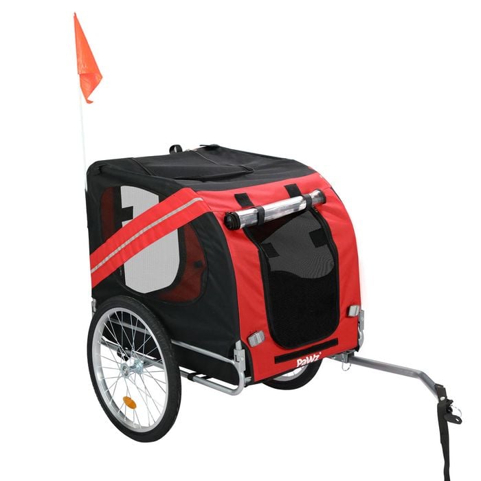 Pawz Pet Bike Trailer Stroller Detachable Sunroof Black and Red