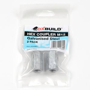 Oxbuild M12 Galvanised Steel Hex Coupler - 2 Pack