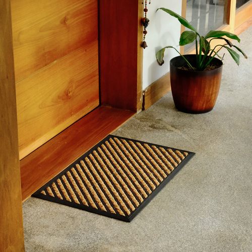40 x 60cm Diagonal Strip Coir Outdoor Mat - Bunnings Australia