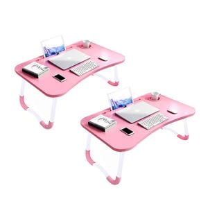 SOGA 2X Pink Folding Portable Bed Table