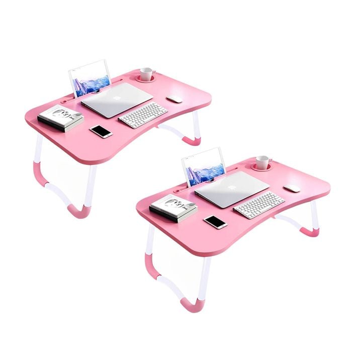 SOGA 2X Pink Folding Portable Bed Table
