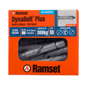 Ramset 8 x 60mm Countersunk Galvanised DynaBolt Plus Masonry Anchor