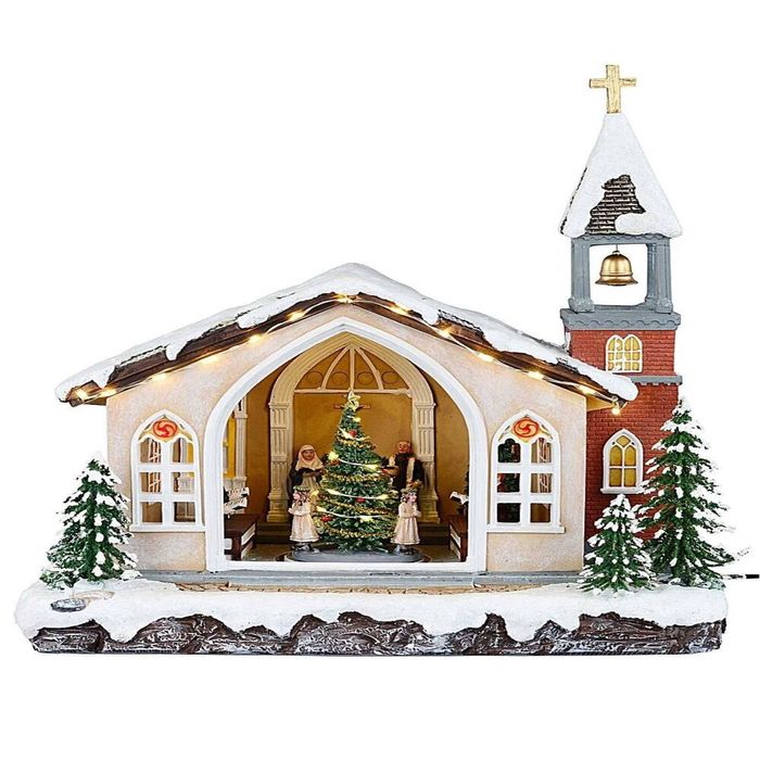 P&P Multicolour Animated Christmas Church Village Scene LED Music Decoration