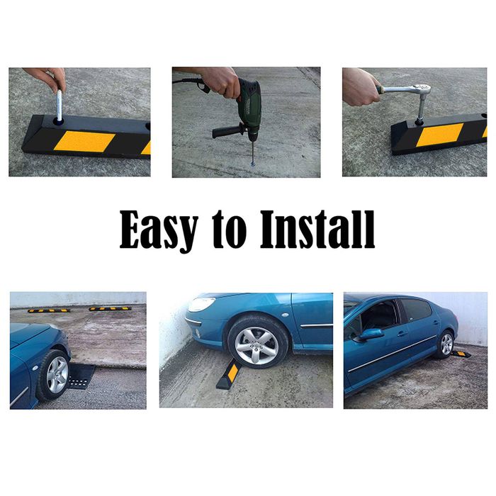 Costway 1.8M Rubber Parking Curb Wheel Driveway Stopper Block Garage ...