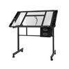 Artiss Drawing Desk Drafting Table Craft Adjustable Glass Art Tilt Drawers Black
