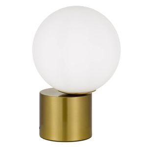 Telbix Novio Modern Table Desk Lamp Light Metal Glass Antique Gold Opal Matt