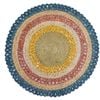 Handwoven Round Natural Jute Rug - 1087 - Natural/blue - 120x120cm