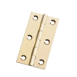 Lane 75 x 40 x 1.3mm Brass Fixed Pin Butt Hinge - 2 Pack